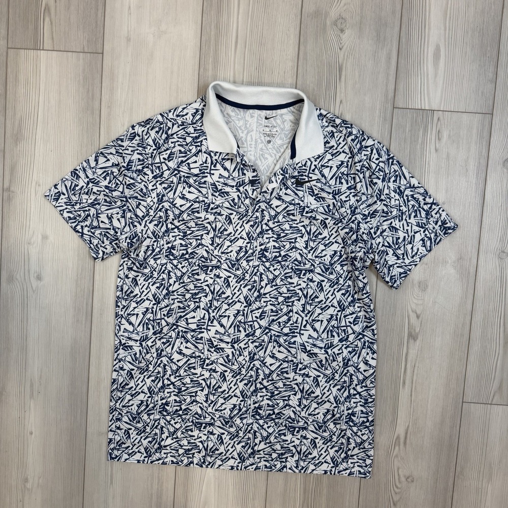 Nike‎ Golf Tees Dri-FIT Polo Men's Medium Victory+ Shirt White Navy DV8497-025